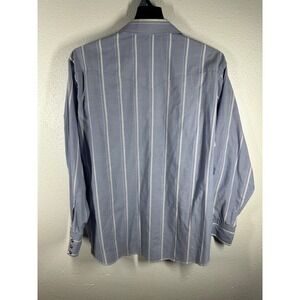 Wrangler Mens Blue Stripe Long Sleeve Western Snap Button Shirt Size XL